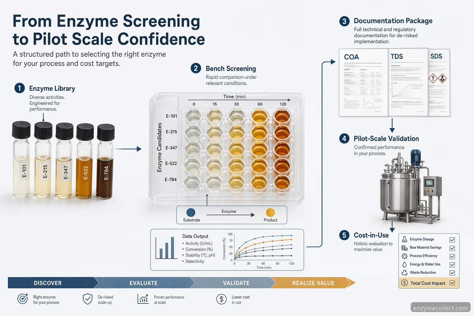 industrial enzyme samples r&d practical process guide, scoping, screening, documentation, pilot validation, cost checks